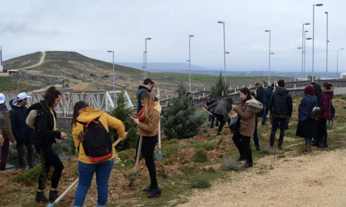 GAÜN Öğrencileri 300 fidanı Toprakla Buluşturdu