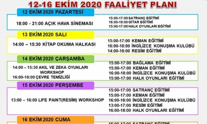 12-16 EKİM - Gençliğe 18 alternatif