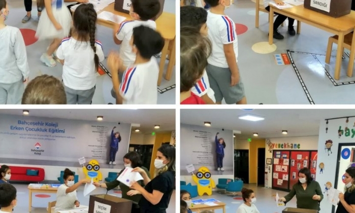 Kolejde seçim sandığı