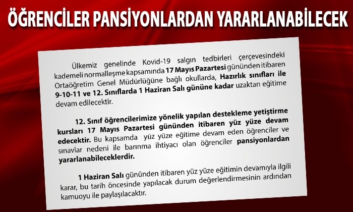 Öğrenciler pansiyonlardan yararlanabilecek