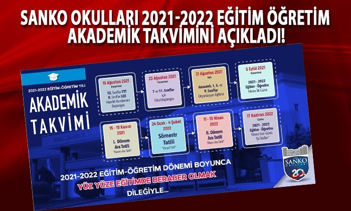SANKO Okulları akademik takvimini açıkladı!