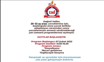 Tad Anaokulu’nda yarı zamanlı program